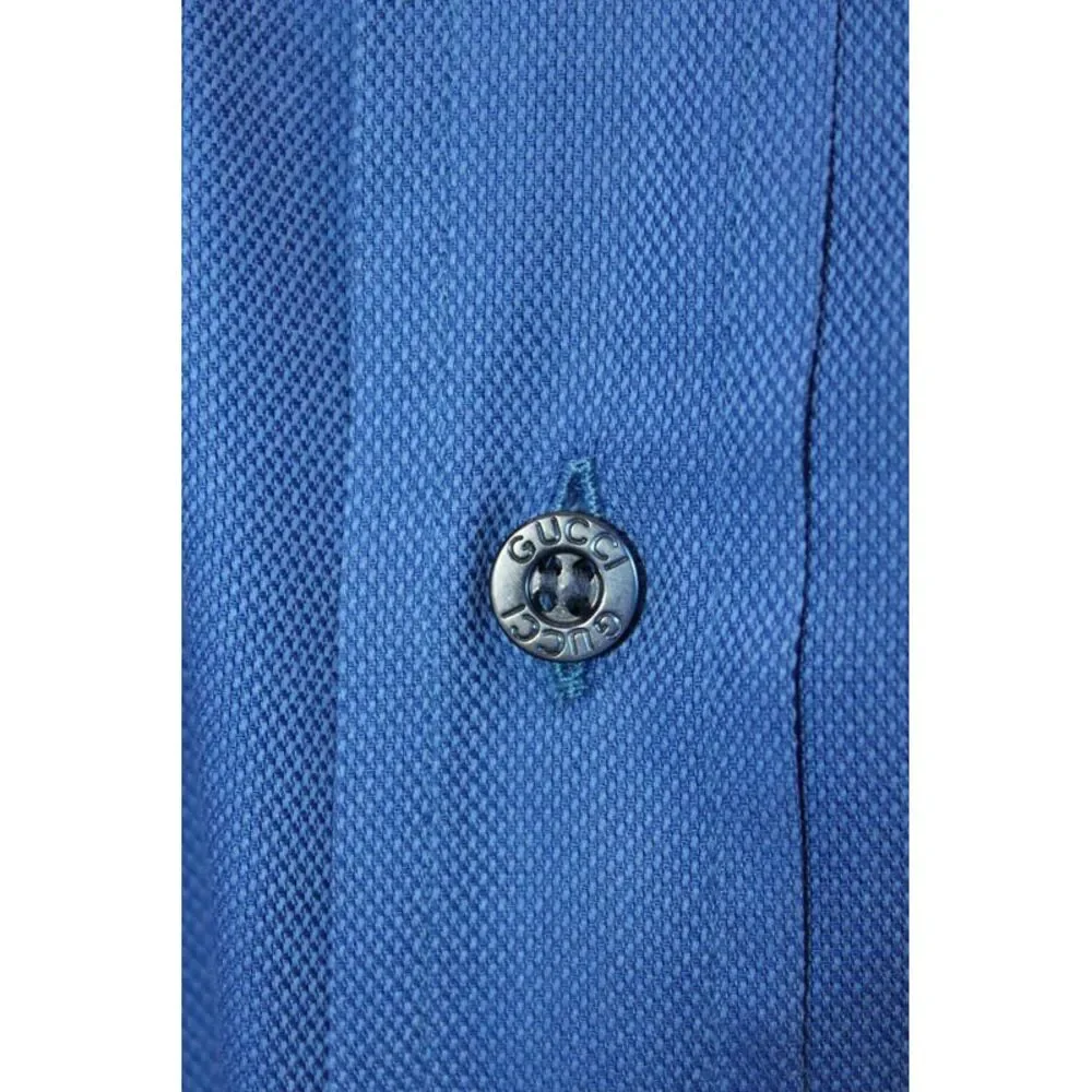 Gucci Mens Blue Dress Shirt 100% Cotton Collared Long Sleeve Size L